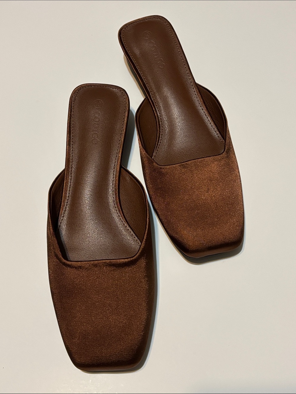 COUTGO Brown Square-Toe Mule Slides - Unbranded